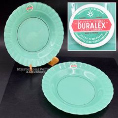 MZ682) Vintage DURALEX Deadstock プレート グリーン 2点 セット 現状品