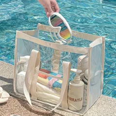 ビーチバッグ 水泳 プール プールバッグ 大容量 防水 化粧品ポーチ 付き 海 旅行 おしゃれ レディース マリンスポーツ 荷物 見える 収納 高品質 PVC トートバッグ xzzhang272