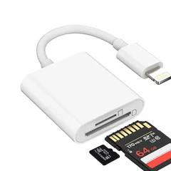 iPhone/iPad SDカードカメラリーダー 2in1 iPhone ライトニング TF/SDカード 写真/ビデオ 高速転送 双方向データ転送 Lightning カードリーダー デジタルカメラ メモリカードリーダー データ保存 データ移動