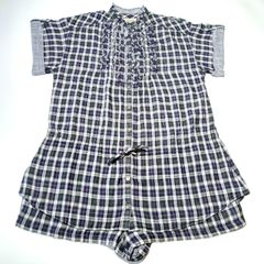 バーバリー ブルーレーベル オールインワン サロペット チェック柄 ショートパンツ ネイビー 38サイズ Burberry