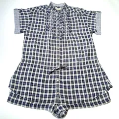 バーバリー ブルーレーベル オールインワン サロペット チェック柄 ショートパンツ ネイビー 38サイズ Burberry