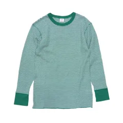 ☆ グリーン×ホワイト(74) ☆ Mサイズ ☆ JEMORGAN ワッフルボーダークルーロンＴ（パック入り） JEMORGAN パックTシャツ JC055-52S ワッフル ロンT サーマル ジェーイーモーガン ボーダー シンプル 丸首 クルーネック