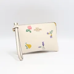 美品 コーチ C8331IMCAH ホワイトレザー 花柄 ハンドポーチ リストレットレディースポーチ 2000000 NSK OMI