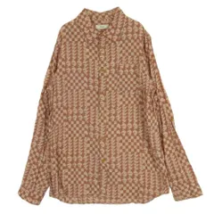 Iroquois イロコイ 総柄 チェック テンセル 長袖 シャツ 日本製 ブラウン系 ベージュ系 オレンジブラウン系 2【中古】のサムネイル