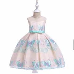 好評　おしゃれ　蝶々刺繍　キッズドレス　発表会ドレス　お誕生日　ピアノ発表会