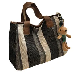 【数量限定】[ＫＳＬＡＴ] トートバッグ レディース キャンバスカバン ストライプ柄 ファッション カジュアル ショルダーバッグ 大容量 斜めかけ 2WAYSカバン 肩かけバッグ かわいい 仕切りバッグ