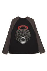 Forget Me Not Skull Embroidery Raglan Long Sleeve Tee 刺繍 ラグラン ロンT 長袖Tシャツ ブラック グレー