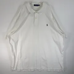 古着 ポロ・ラルフローレン POLO RALPH LAUREN 鹿の子 半袖 ポロシャツ ロゴ 刺繍 大きいサイズ 2ボタン 4XB  ホワイト 無地 メンズ