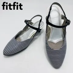 美品　fitfit　アンクルストラップパンプス　22 　バイカラー