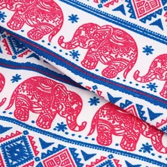 なないろ館 ゾウ柄 キャンバス生地 約115 x 200cm 綿 コットン ハンドメイド 手芸用 アジアン エスニック 布( ピンク)
