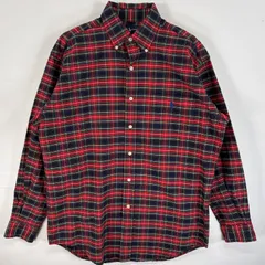 古着 90's/90年代 ラルフローレン RALPH LAUREN 長袖シャツ ワンポイント ロゴ 刺繍 タータンチェック ボタンダウンシャツ S  レッド系 マルチカラー メンズ