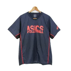アシックス 半袖Ｔシャツ トップス バレーボール スポーツウエア 大きいサイズ メンズ XLサイズ ネイビー asics 【中古】