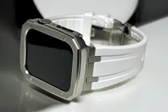 ホワイトシルバー★アップルウォッチバンド ラバーベルト Apple Watch保護カバー 艶消しケース メンズ レディース 40mm41mm44mm45mm49mm ウルトラ ultra ultra2 se