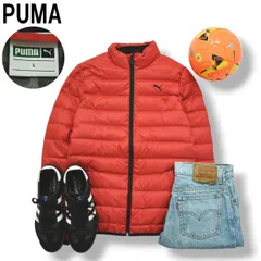 プーマ PUMA キルティング ダウン ジャケット ウィンドブレーカー ジャンパー ブルゾン ジップアップ L レッド x 迷彩 グレー スポーツ カジュアル ウェア レディース♪