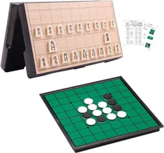将棋盤セット リバーシ 将棋 磁石 【説明書付き】 ボードゲーム旅行 マグネット式 棋盤 おせろ折りたたみ収納付きチェッカーボード子供向けのサムネイル