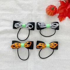 【ラッピング付き】ハロウィン　キッズリボン　ヘアゴム②　4個セット