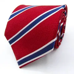 マリオヴァレンティノ ブランド ネクタイ シルク ストライプ柄 総柄 メンズ レッド MARIO VALENTINO 【中古】