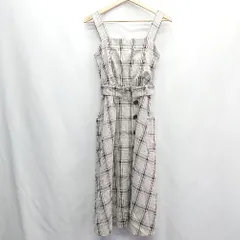 ◇ ⊂ JILL STUART チェック柄 ウエストベルト付き ロング丈 ワンピース サイズS ベージュ系 ブラック レディース E  【1410100043019】