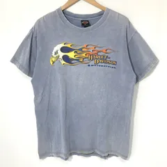 Harley-Davidson ハーレーダビッドソン Tシャツ 半袖 カットソー USA製 フレイムパターン 鷲 古着 メンズ Mサイズ トップス A14456◆