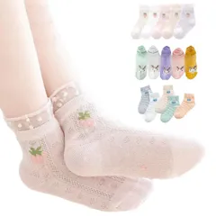 靴下 キッズ 女の子 可愛い ５足組 シンプル まとめ買い オシャレ 女の子 5足セット子供 ソックス 送料無料 コットン 夏 春 秋 薄手 通気性 ベビー 靴下 メッシュ ソックス #luyy316