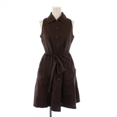 バーバリーブルーレーベル BURBERRY BLUE LABEL シャツワンピース ミニ丈 ノースリーブ レギュラーカラー ベルト リボン 36 茶 ブラウン /BB ■GY14