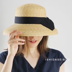 石田製帽×ELLIE】 細麦カサブランカ エリー 麦わら帽子 ストローハット