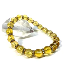 シトリン パワーストーン ブレスレット 8mm 11月誕生石  (ゴールド)  メンズ・レディース 男性・女性  数珠 黄色 金運 ●