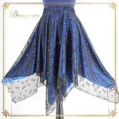 社交ダンス 衣装 スタンダード スカート レッスンウェア ステージ衣装 パーティ衣装 レディース オールシーズン ブラック系 ブルー系 黒 青 ホログラム キラキラ レース 花柄 透け感 エレガント フェミニン ダンスウェア フォーマル ショート丈 伸縮性