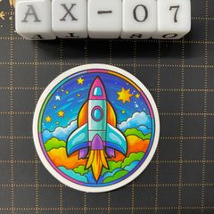 방수 스티커 로켓 스테인드 글라스 스타일 일러스트 AX-7