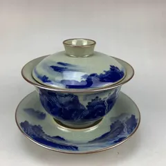 中国茶器 景徳鎮 陶磁鯖山水蓋碗 茶碗 煎茶器 茶道具 新品未使用 中国茶器 景徳鎮 陶磁鯖山水蓋碗 茶碗 煎茶器 茶道具 新品未使用