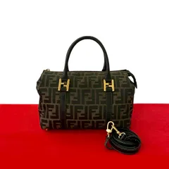極 美品 FENDI フェンディ ズッカ FF 柄 レザー 本革 ナイロンキャンバス 2way ハンドバッグ ミニ ボストンバッグ ショルダーバッグ 50037