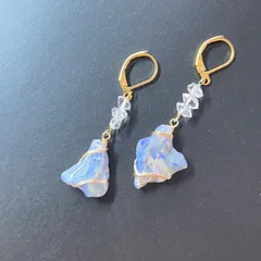 ブラックオパール　ハーキマーダイヤモンド　ピアス