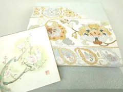 平和屋着物●爪掻き本綴れ　八寸名古屋帯　作家物　更紗花文　金銀糸　色紙付き　正絹　逸品　DAAV6188ps