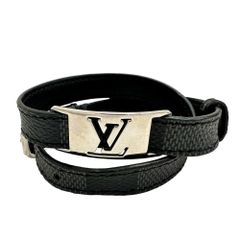 【LOUIS VUITTON/ルイ・ヴィトン】2連 ブレスレット ブラスレ・サインイット ダミエグラフィット ダミエキャンバス 19.0g 16.5～18.0cm M6616 BC2189 ブラック×シルバー金具 メンズ 【中古】【真子質店】