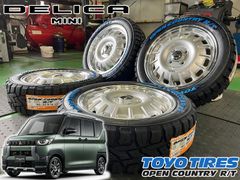 超美品！ ラスト1台！デリカミニ ハスラー ハイゼットジャンボ 15インチ タイヤ ホイール 4本セット 1台分 TOYO オープンカントリー RT 165/60R15 Bounty Noel シルバー