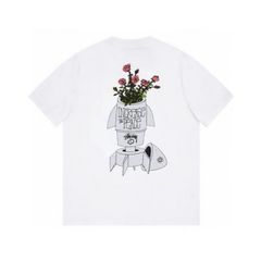 STUSSY ステューシー フラワーロケット プリント Tシャツ 半袖 カップル ユニセックス 男女兼用 メンズ レディース 綿100% ストリート 新品 正規品