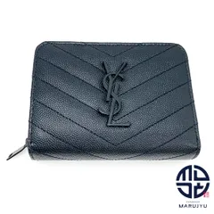 サンローラン モノグラム コンパクトフルジップウォレット レザー ミニ財布 SAINT LAURENT サンローラン 財布 二つ折り モノグラム