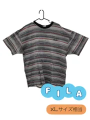 FILA　半袖Tシャツ　ボーダー　FILAUSA　タグなし　グレー系統　U-255