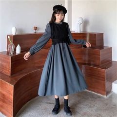 ワンピース レディース ロングワンピース ロング丈 フレアワンピース 長袖 ワンピ ロング 無地 体型カバー ゆったり ゆるっとワンピース ベルト付き シンプル ロングワンピ かわいい 大きいサイズ