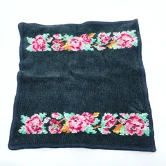 フェイラー　FEILER ハンカチ　ハンドタオル　花　フラワー　ブラック　黒　コットン