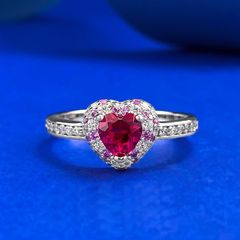 SS シンセティックルビー&CZ リング 4.0ct[エメリー]ハート - メルカリ