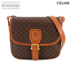 美品 セリーヌ CELINE マカダム ショルダー バッグ PVC レザー ブラウン ゴールド 金具 ヴィンテージ Macadam Shoulder Bag 90289216