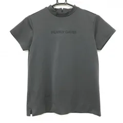 【美品】パーリーゲイツ 半袖ハイネックシャツ グレー フロントロゴ バックジップ レディース 1(M) ゴルフウェア PEARLY GATES