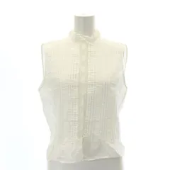 エディットフォールル EDIT. FOR LULU リネン コットン バックレース ノースリーブブラウス スタンドカラー 白 ホワイト /AT ■OSのサムネイル