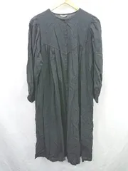 ◇ ⊇ SM2 サマンサ モスモス 花柄 刺繍 長袖 ひざ下丈 ワンピース サイズF ブラック系 レディース E  【1506300024733】