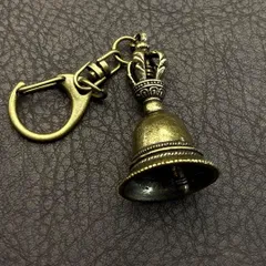 真鍮 キーホルダー キーリング ヴィンテージ ビンテージ アンティーク レトロ 真鍮製 縁起物 金運 ハンドメイド ペンダントトップ 置物 チャーム クラウン ベル 鈴 161
