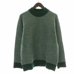 ホワイトマウンテニアリング White Mountaineering ヘリンボーンパターンハイネックニット HERRINGBONE PATTERN HIGH NECK KNIT セーター 長袖 ウール 2 M 緑 グリーン グレー WM1573605のサムネイル
