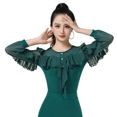 【プロ仕様】トップス スタンダードモダンダンス 上着 女性用 ロングスリーブ 練習着 大人用 ラテンダンスウェア