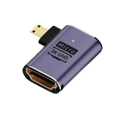 8K UHD対応 HDTV変換アダプター タイプD マイクロHDMI Micro HDMIオス to HDMIメス 側面L型 左向き HDMI延長アダプター ka10000a200