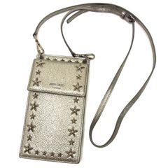 美品 定価58,000円◆JIMMY CHOO ジミーチュウ ペガシ フォンケース スマホショルダー スタースタッズ イタリア製